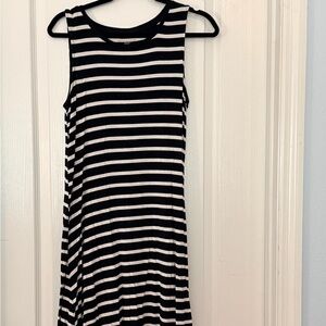 Amazon Essentials Black and White Striped Midi Dress